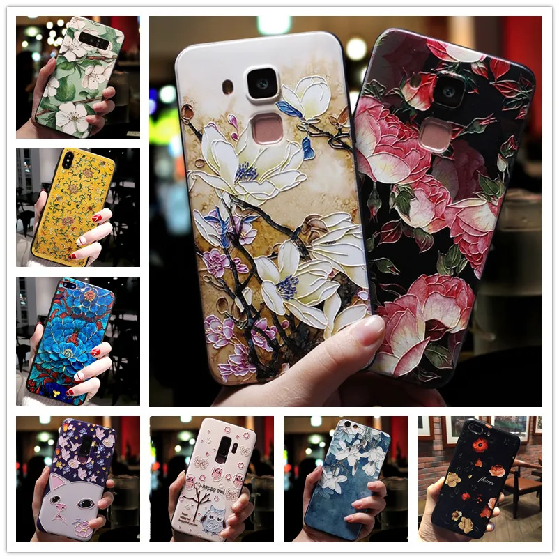 

For Huawei GR5 2016 Case 3D Flower Emboss Silicone Phone Cases For Huawei Honor 5X Case Cover Soft Coque Honor 5 X KIW KII L21