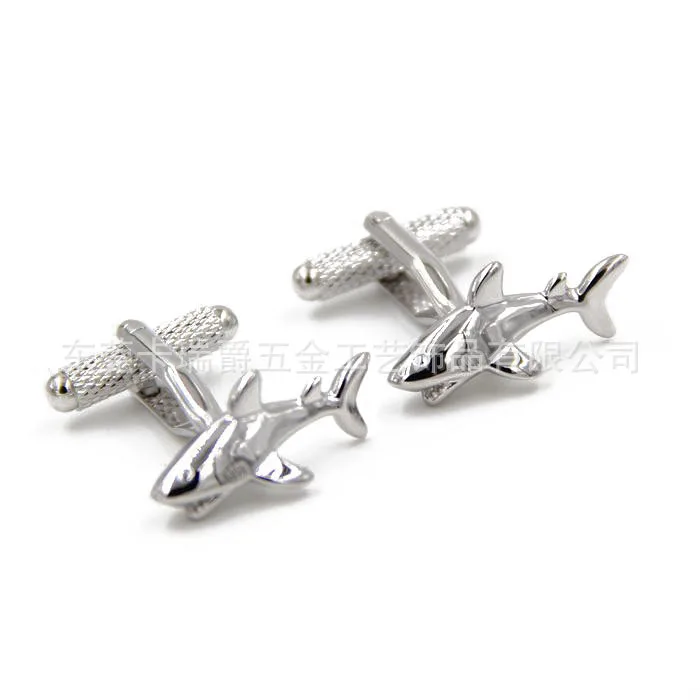 

Manufacturers Supply New Style Fun Shark Modeling Cufflinks Shiny Side European Style Simple Style Cufflinks Sleeve Nail