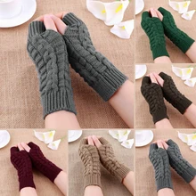 Metade do dedo luvas para mulheres inverno macio quente lã tricô luvas de braço macio quente luvas handschoenen unissex guantes mujer ne