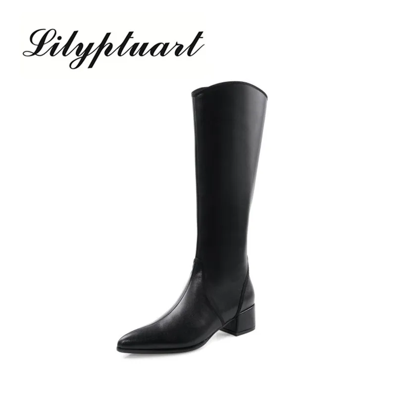 

2019 autumn and winter new style with pointed women's boots fashion color matching high boots large size knight boots women