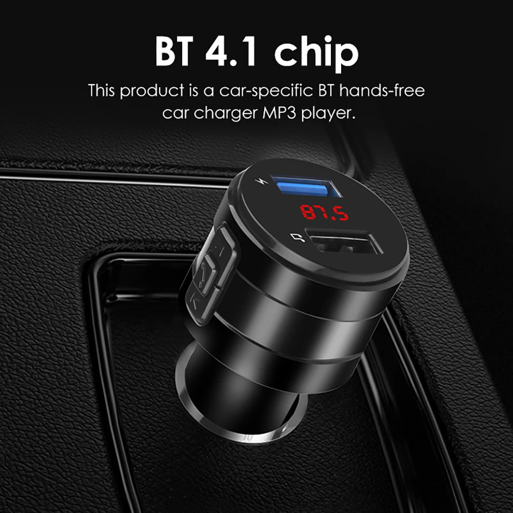 VicTsing FM Bluetooth Transmitter Car 3.1A Wireless AUX Transmitter Receiver MP3 Music Player Car Kit Radio Adapter Hands-Free (2)