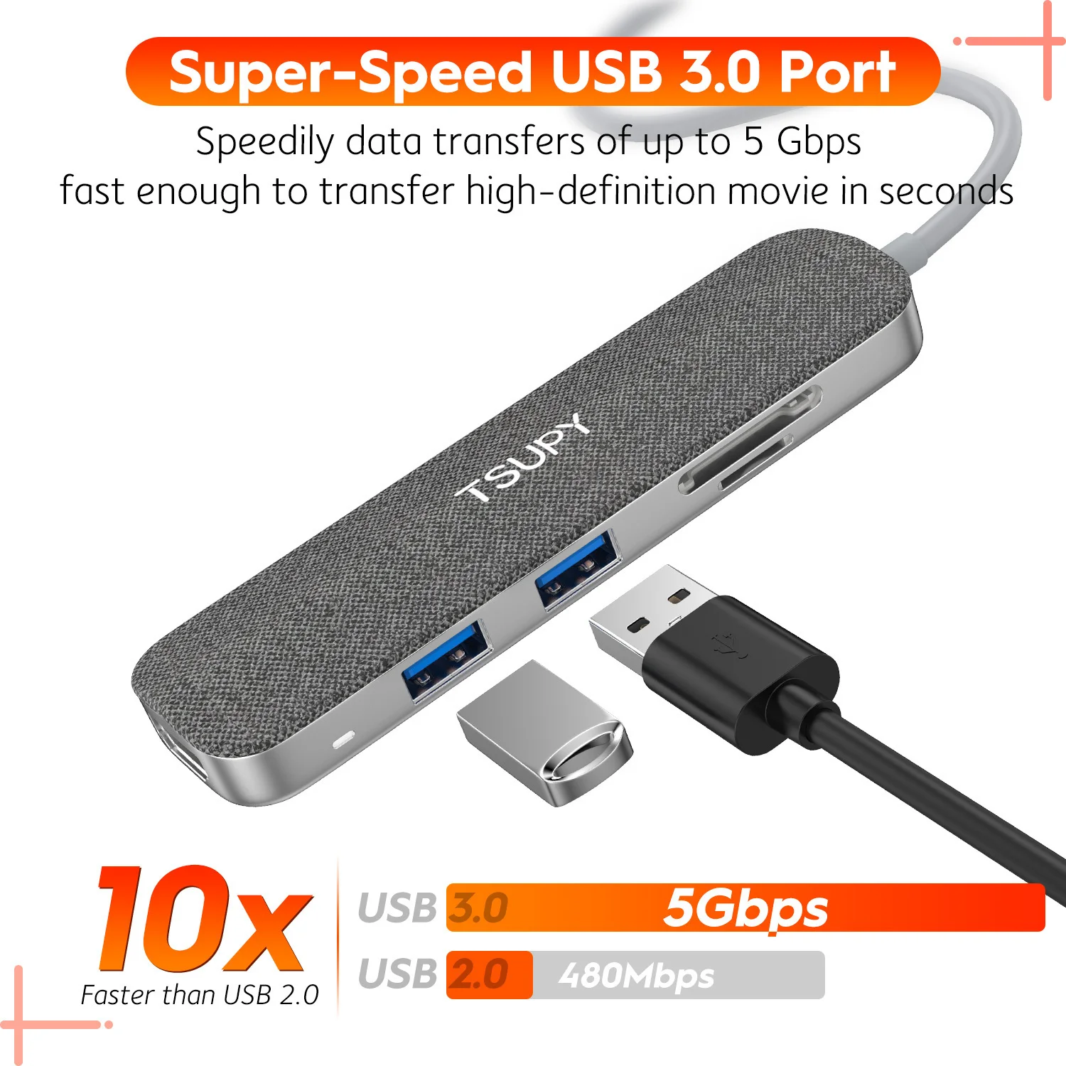 TSUPY 5 в 1 USB C концентратор типа C к HDMI USB 3,0 SD/TF кардридер адаптер для Macbook Pro