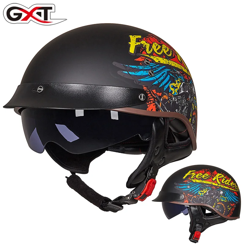 GXT череп полушлем для мотоцикла Винтажный Мужской мотоциклетный шлем ретро женский скутер мотоциклетный шлем Dot утвержден шлем - Цвет: Model 4