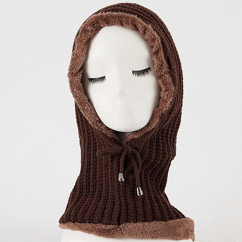 Женская вязаная шапочка-шарф, набор Skullies Beanies, Зимние головные уборы для мужчин и женщин, однотонная шапка, шапка