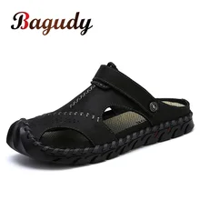 Классические мужские сандалии из натуральной кожи новые летние модные мужские сандалии большого размера повседневная обувь мужские Мягкие Шлепанцы Большие размеры 38-46