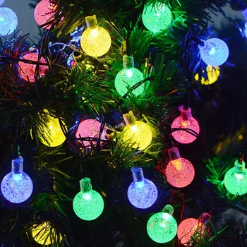 

30 LED Waterproof Outdoor Crystal Bubble Ball Solar Powered String Fairy Lights for Christmas Holiday Home Decoration