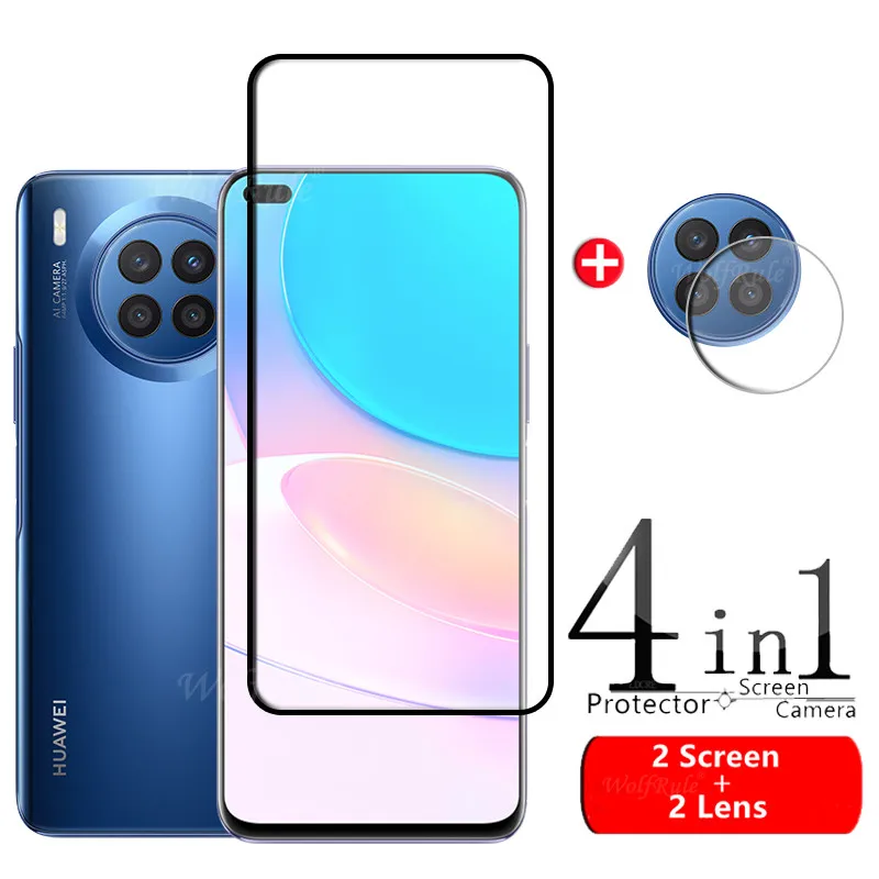 Full Cover Glass For Huawei Nova 8i Glass For Huawei Nova 8i Tempered Glass 9H HD Screen Protector For Huawei Nova 8i Lens Glass 3pcs for huawei nova 7 7i 6i 6se nova 5 5i 5t screen protector tempered glass on for huawei nova 3 3i 4 4e protection glass film