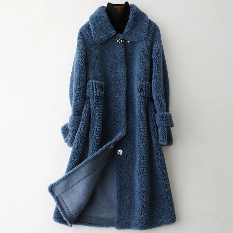 

Real Fur Coat Autumn Winter Coat Women Clothes 2020 Wool Jacket Korean Vintage Sheep Shearling Suede Lining Abrigo Mujer ZT3636