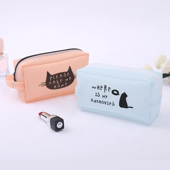 

New Women Travel Cosmetic Bag PU Multifunction Cat Pattern Makeup Bags Waterproof Portable Toiletries Organizer Make Up Cases