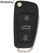 WhatsKey Top Quality 3 Buttons Flip Car Key Remote Folding Key Cover Shell Fob Case Key For Audi TT A8 A6 c5 c6 A4 b5 b6 A3 okeytech silicone car key cover case for audi a4 b6 a3 a6 c5 c6 b8 b7 q5 b5 q7 3 button remote auto folding flip key blanks case