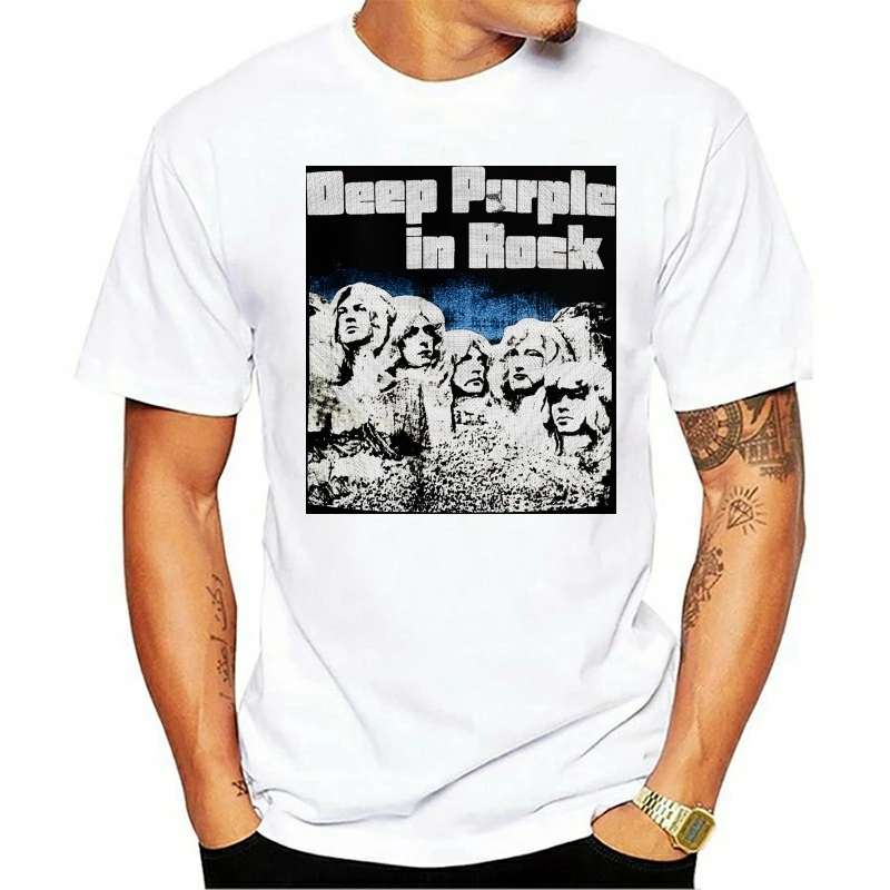 Fashion T Shirts Deep Purple Cool Old Band Black Vintage Classic Rock 1-A-077 Funny Casual Brand Top O-neck 100% cotton | Мужская одежда
