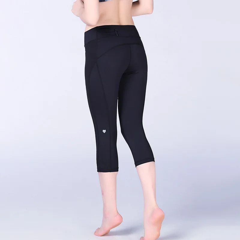 

LULU Yoga Pants Healthy Beauty Sports Capri Pants Four Needle Six Line Reflective Night Running Lace Yoga Cropped Pants