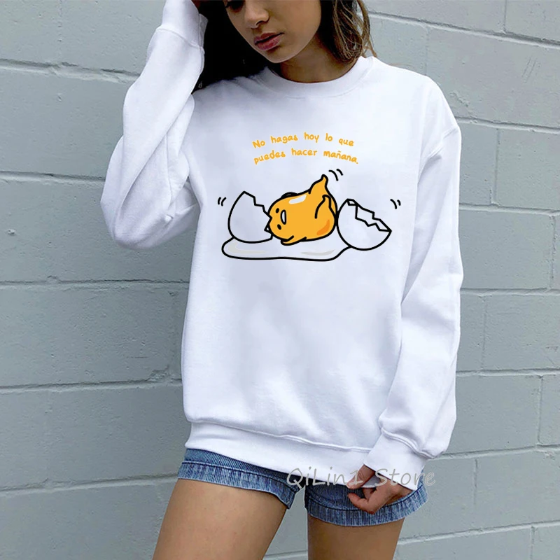 Харадзюку kawaii Gudetama толстовка женская Милая ленивая яичная желтка Толстовка Женская Толстовка забавная графическая tumblr Толстовка Оверсайз - Цвет: 81720 O