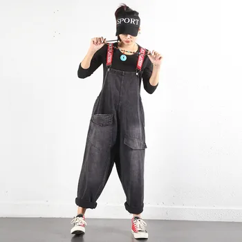 

Lady New Loose Distressed Denim Jumpsuit Women Summer 2020 Personality Rompers Womens Hit the Color Denim Jumpsuit