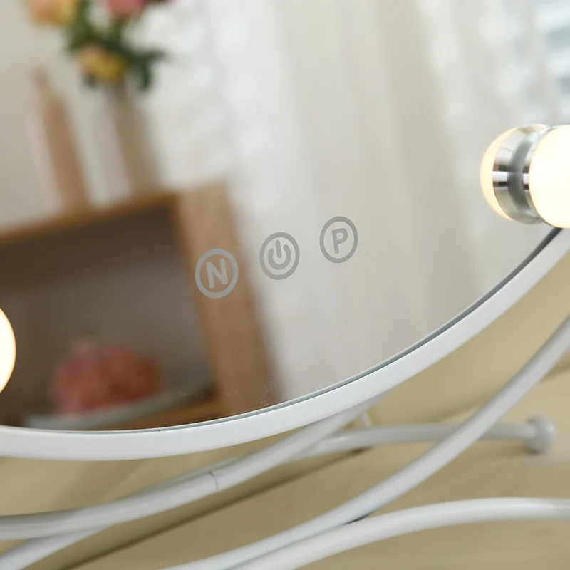 Голливудский стиль косметическое зеркало с подсветкой сенсорный экран косметическое зеркало с регулируемой яркостью светодиодный 3 цвета освещение круглый