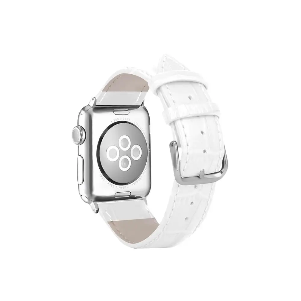 Joyozy высокое качество Бизнес ремешок для наручных часов для apple Watch Series 5/4/3/2/1 классический кожаный чехол для apple watch 38mm 40 мм 42 44 мм - Цвет ремешка: white