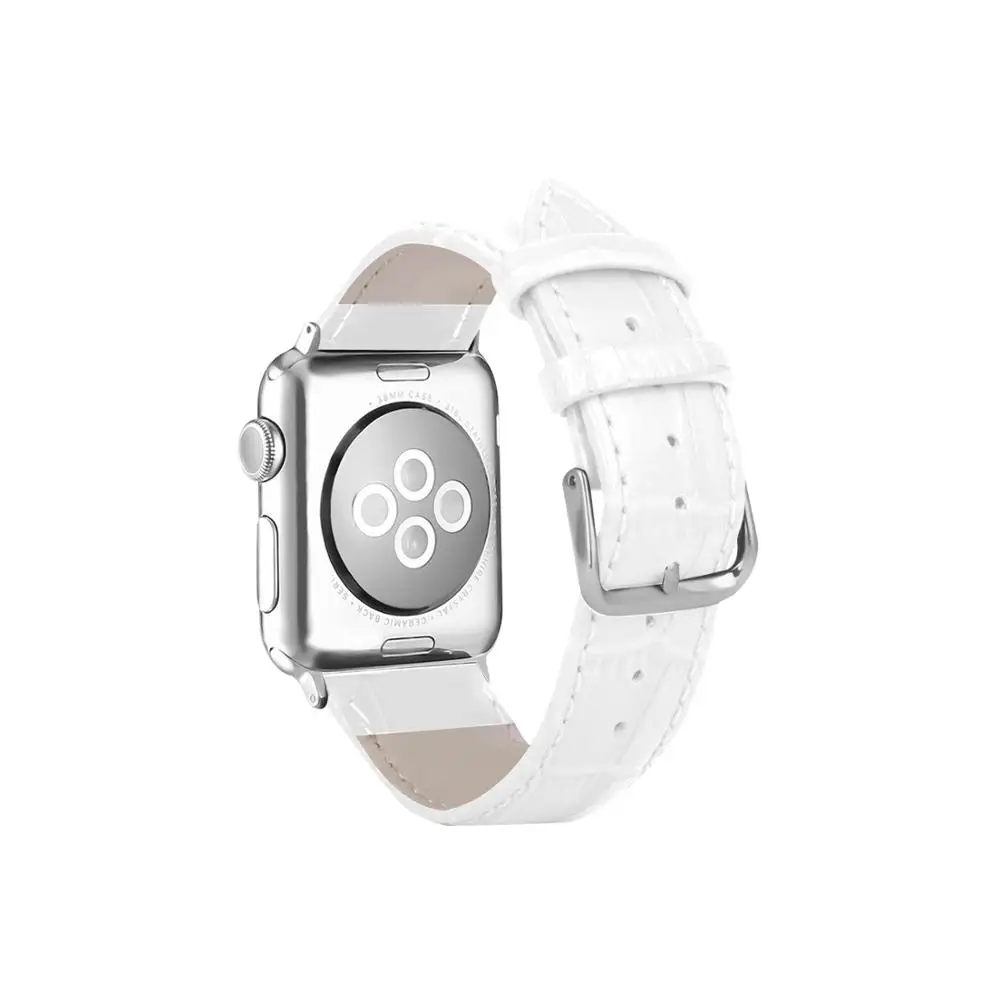 white Joyozy высокое качество Бизнес ремешок для наручных часов для apple Watch Series 5/4/3/2/1 классический кожаный чехол для apple watch 38mm 40 мм 42 44 мм - Цвет ремешка: white