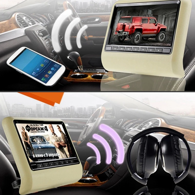 

9 Inch Car Headrest Dvd Player Rear Row Pillow Remote Control Lcd Black
