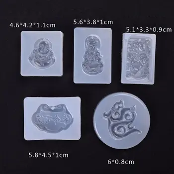

5Pcs Buddhism Jade Pendant Silicone Mold Kit Epoxy Resin Jewelry Making Tools
