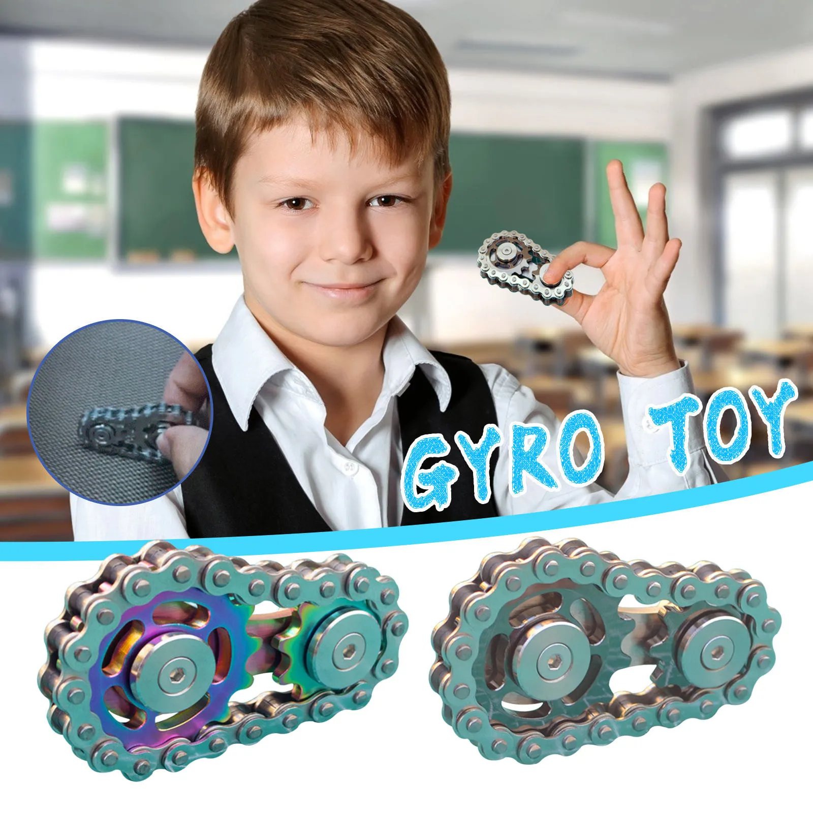 

among us EDC Metal Chain Toy Sprockets Flywheel Fingertip Gyro Sprockets Gear Chains Toy antistress Roadbike Spinner игѬђка