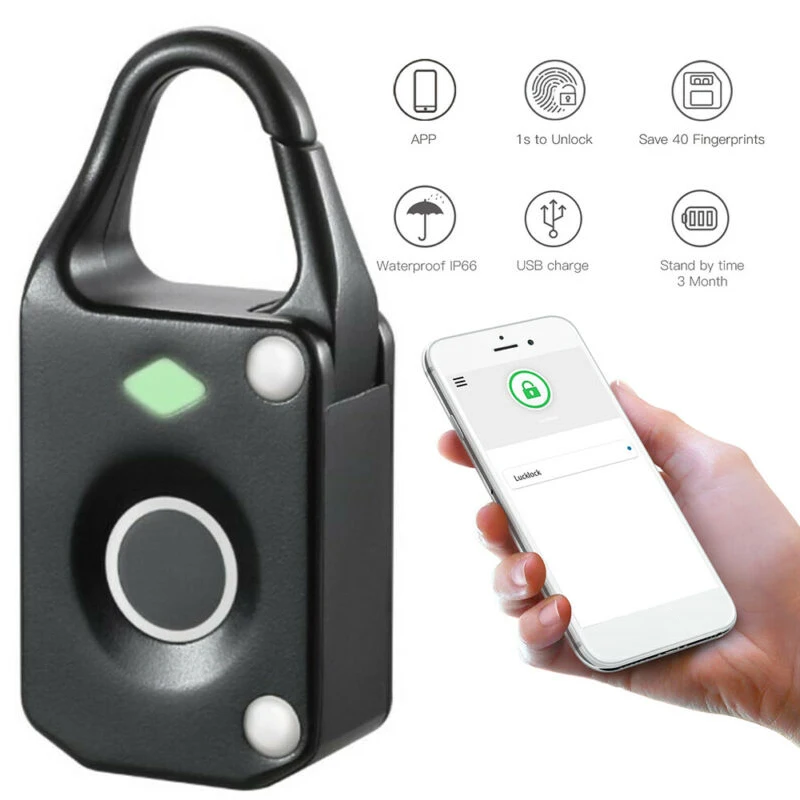 

Anti-Theft New Smart Fingerprint Padlock Keyless Bluetooth Phone APP Door Lock
