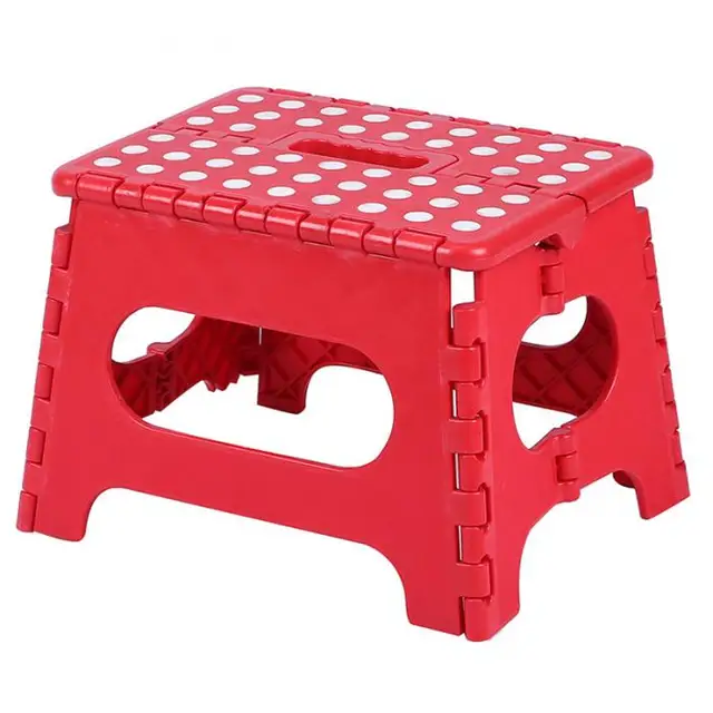 High Folding Step Stool Lightweight Plastic Non Slip for Kitchen Bathroom Bedroom LG66 red