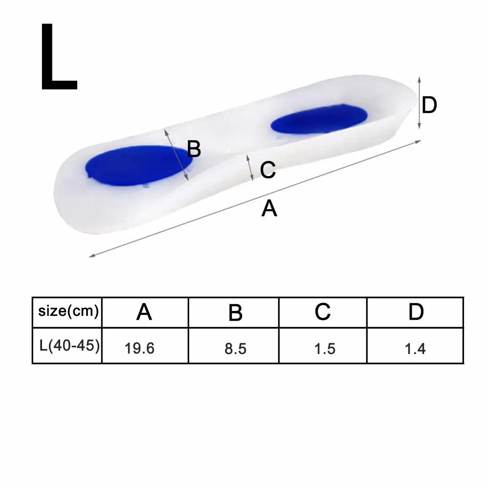 Силиконовые стельки, поддержка супинатора, ортопедические Силиконовые вставки для обуви, чашечки для пятки, 3/4, облегчающие боль, подошвенные стельки, унисекс - Цвет: L