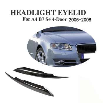 

Carbon Fiber Headlights Eyebrow Eyelids Trim Cover Sticker for Audi A4 B7 S4 4-Door 2006 2007 Car Styling