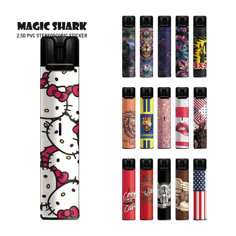 Винтажный чехол-наклейка Magic Shark 2.5D Kitty FCB Deadpool Lion США флаг цветок ПВХ для вейпа |