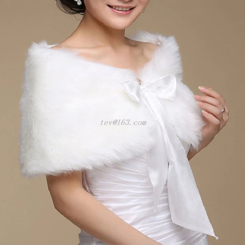 Женская зимняя накидка из искусственного меха одного размера для свадьбы