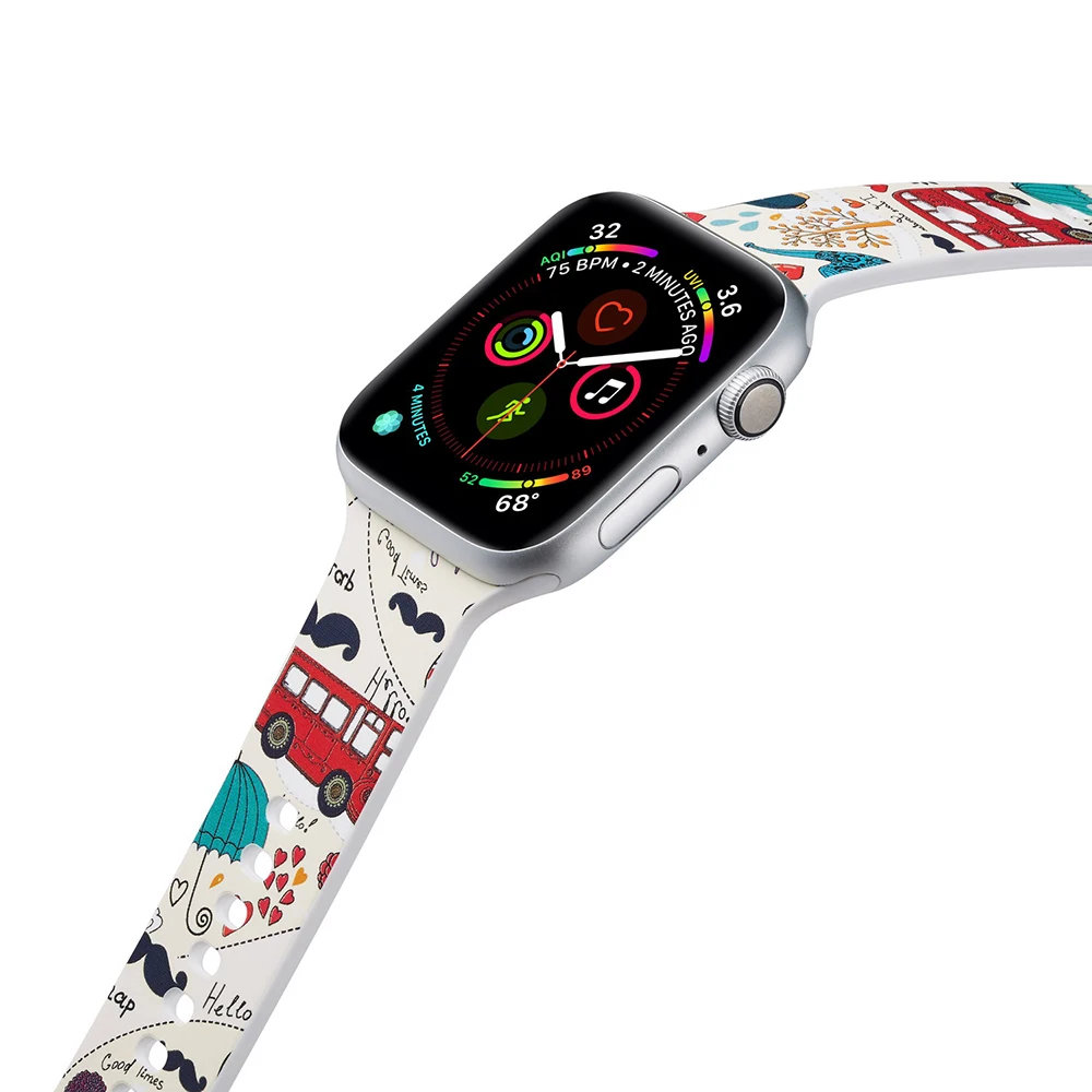 Ремешок силиконовый окрашенный для Apple Watch band 44 мм 40 спортивный резиновый браслет
