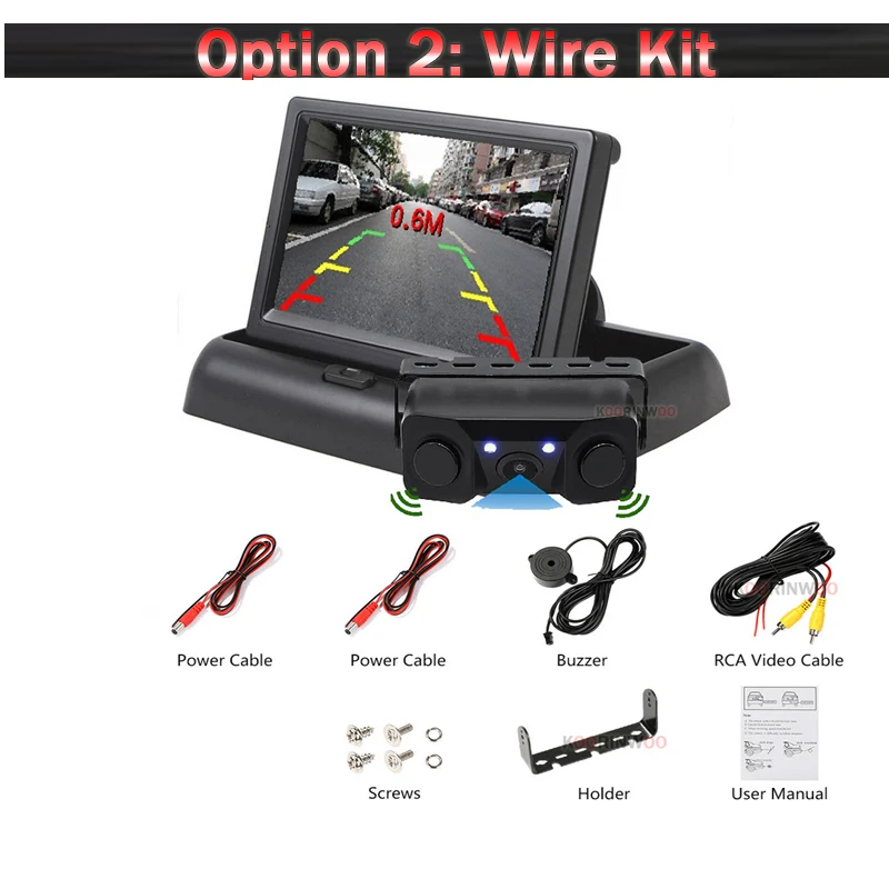 Koorinwoo беспроводной AHD Автомобильный видео парковочные датчики камера заднего вида 2 сигнализация с монитором складные радары парковочные парктроники