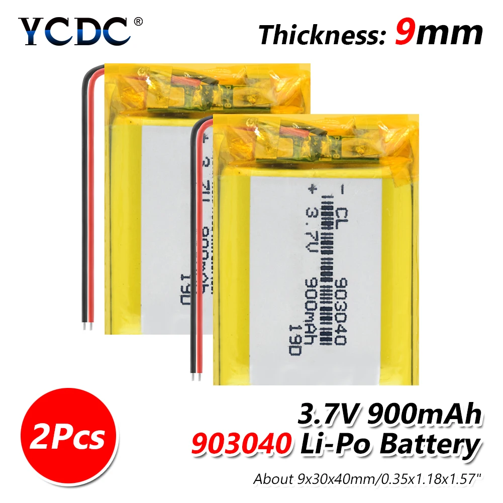 2 PCS 1/2/4 шт. 903040 3,7 V 900mAh литий-полимерный аккумуляторная батарея для MP3 gps навигатор DVD рекордер гарнитура электронная книга камеры - Цвет: 2 PCS