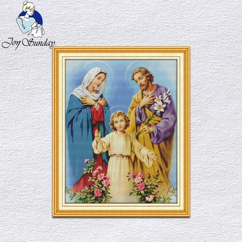

Joy Sunday Jesus Holy Family of Three cross stitch kits Chinese Embroidery for Home Embroidery Kits Emanuel decorations for home