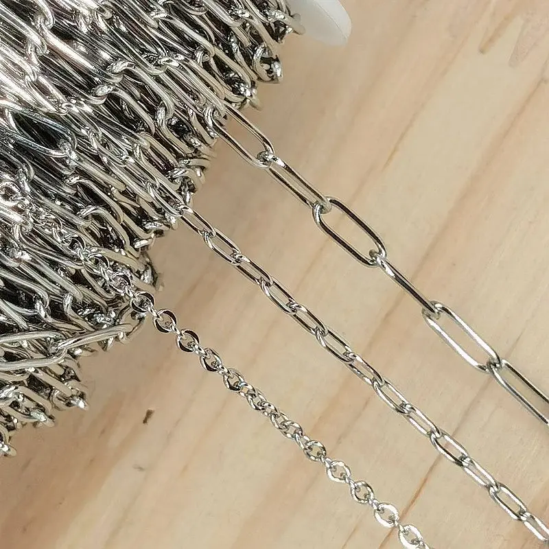 2meter Stainless Steel Necklace Chain for Diy Jewelry Making Rolo Cable Link Bulk Chains Handmade Neckalce Bracelet Accessories