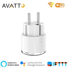 AVATTO Smart Plug, ЕС 16A/10A дистанционное управление Wi-Fi розетка с монитором питания работает с Tuya APP Google Home, Alexa, IFTTT