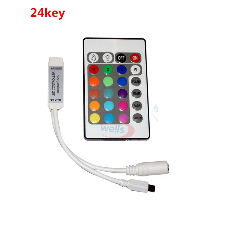 DC 12V 24V Мини 10key 24key 44key RGB светодиодный регулятор линейного светильника 5050 3528 2835 Светодиодная лента лампа диммер - Цвет: 24 keys