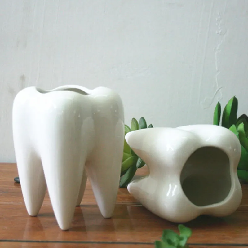 Креативный Дизайн Яркая форма зуба Керамика цветочный горшок миниатюрный садовые украшения бонсай горшок для суккулентов горшок