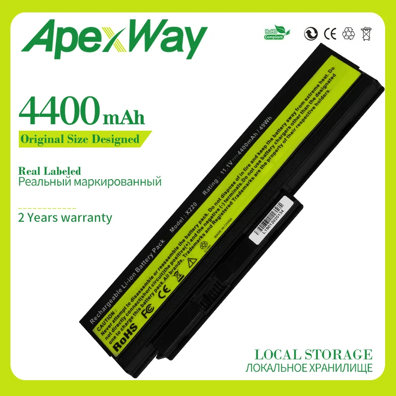 Аккумулятор Apexway для ноутбука LENOVO 11 1 В 4400 мАч 6 ячеек ThinkPad X220 X220i 42T4901 42T4940 42T4942 ASM