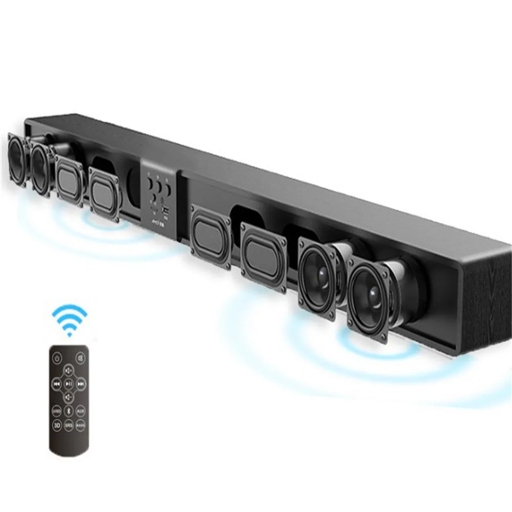 

home theater audio system column 5.1 speakers wireless cinema surround sound wooden soundbar with remote support TF USB RCA 60W