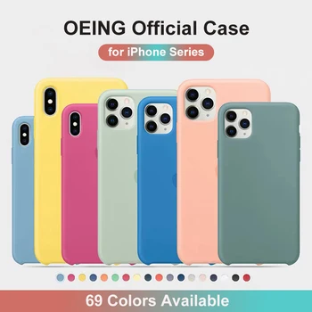 

OEING Original Case for iPhone 11 Pro XS Max XR X 6 6s 7 8 Plus SE 2020 Case logo Silicone Liquid Luxury Flannel Cover Velvet