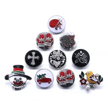 

10pcs/lot New Snap Jewelry 18mm Snowflake Snap Buttons Fit Christmas Snap Button Bracelet Bangle Interchangeable Jewelry