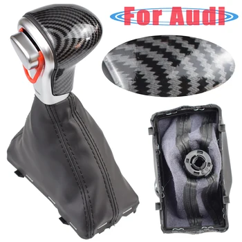 

Auto Carbon fiber Gear Shift Knob Lever Shifter Head Fit For Audi A4 A5 A6 Q5 Q7 B8 Gaiter Boot Cover Case Collar Car Styling