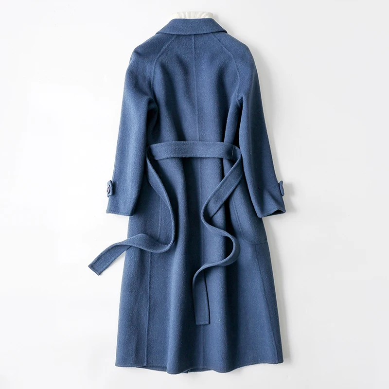 KMETRAM, Женское пальто из натуральной шерсти, зима, новинка, Женская двухсторонняя кашемировая тонкая длинная куртка, альпака, корейский пояс, пальто MY530