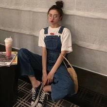 Джинсы с высокой талией, с карманами, комбинезоны, эластичная резинка на талии, полная длина, новинка, весна-осень, модная брендовая Женская одежда, женская одежда, новинка