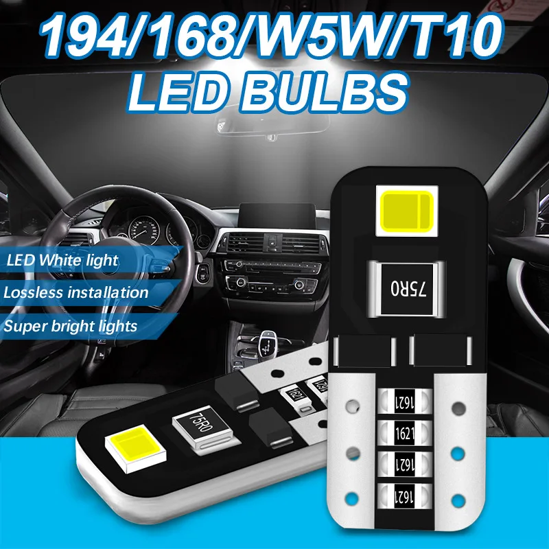 Wholesale 10/20/50 Pcs T10 W5W LED Bulbs 12V 6000K For License Plate Lights Rear Side Marker Parking Taillight |