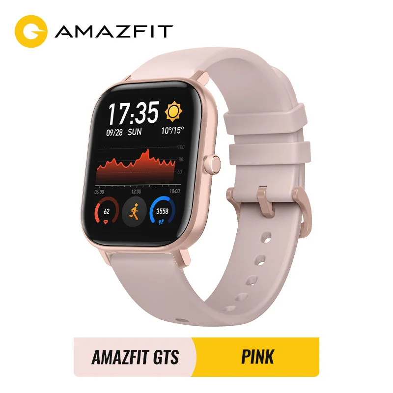 Amazfit GTS глобальная версия Смарт часы smartwatch gps Бег Спорт Пульс 5ATM водонепроницаемый браслет AMOLED экран - Цвет: Pink