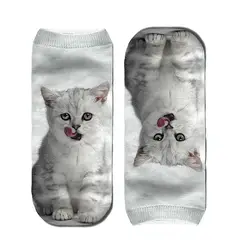 Новые популярные женские носки с 3D принтом Модные дышащие рождественские носки унисекс Женские забавные короткие дамские носки с кошкой 1