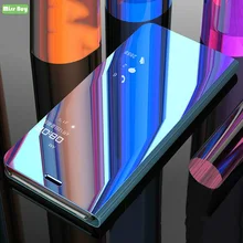 Роскошный зеркальный кожаный флип чехол для Samsung galaxy A01 подставка