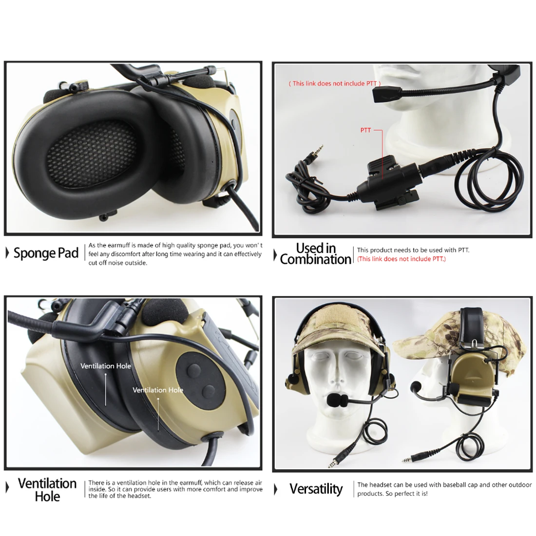 Cancelamento de Ruído Fones de Ouvido-tan Tactics Comtacii Chip - Verde 2020 Wst Gen.3 5 2020 wst tactics comtacii gen.3 chip cancelamento